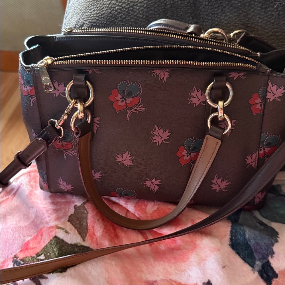 Coach Dark Purple Floral Crossbody Bag - Picture 2 of 4